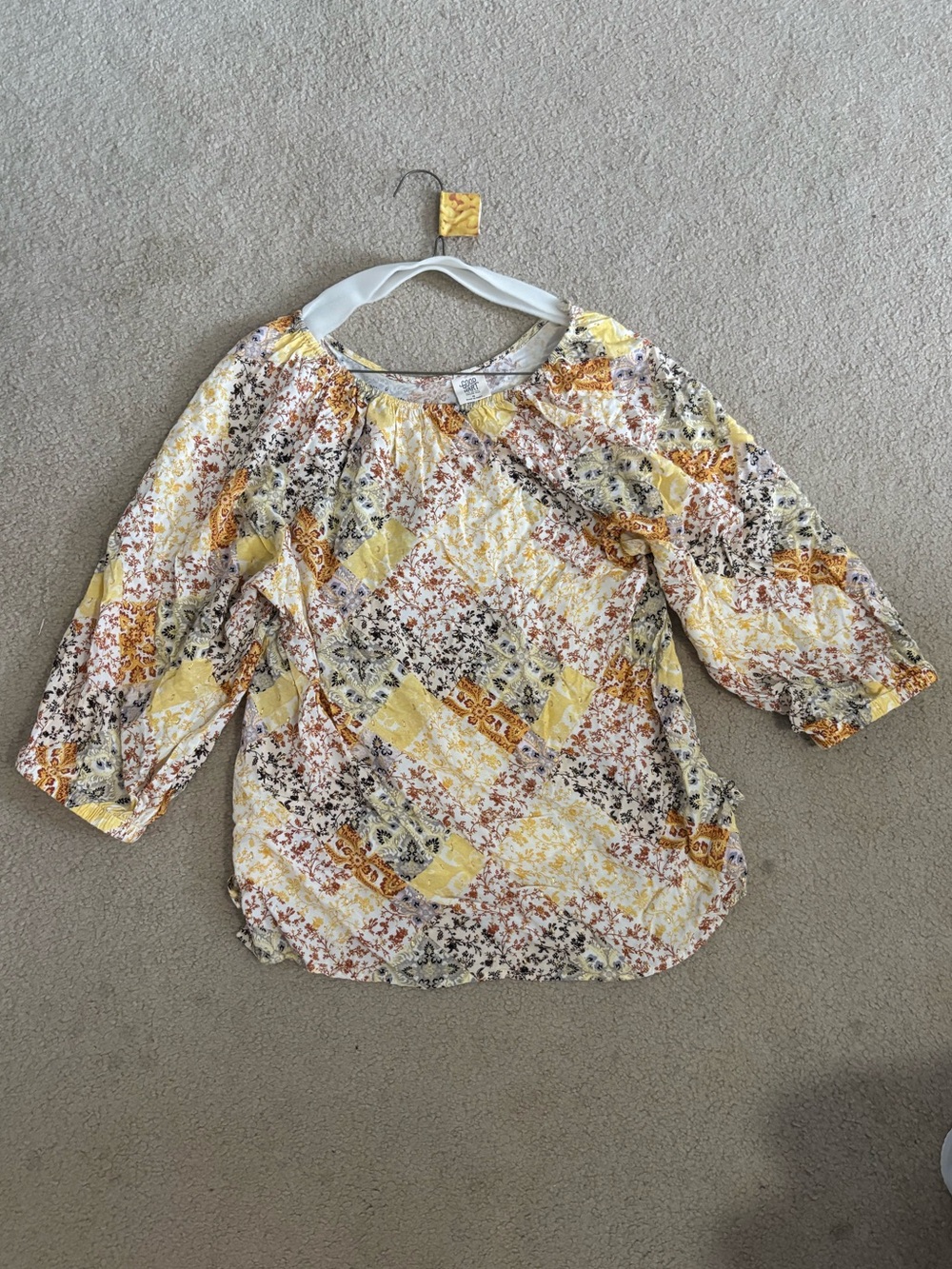 Matilda Jane Floral Patchwork Yellow Peasant Blouse